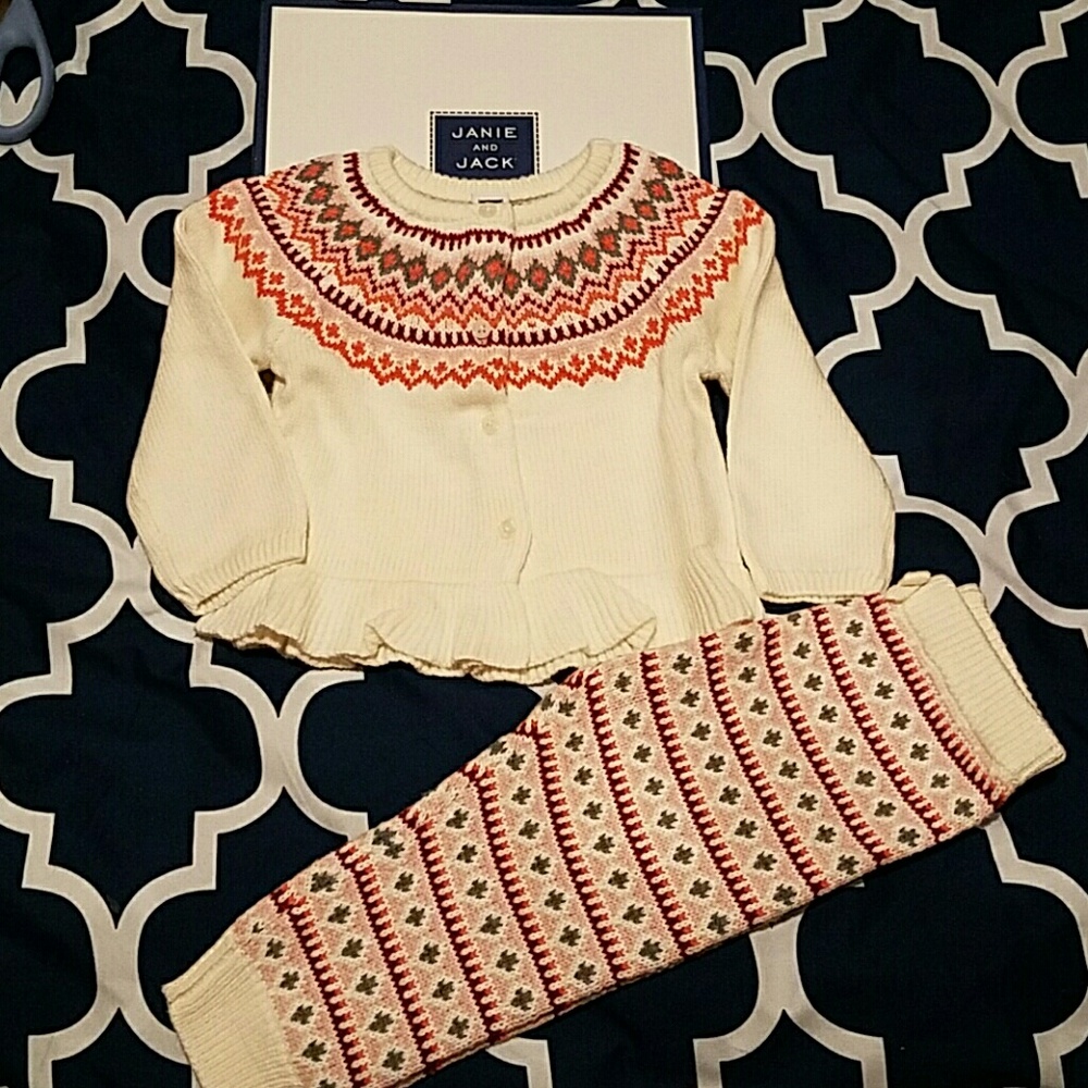 New Janie and Jack cardigan and pants set 12-18M